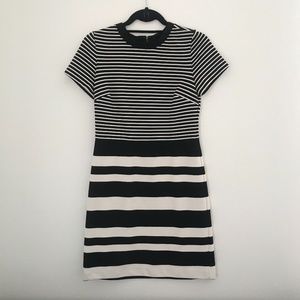 LOFT Black and White Striped Dress